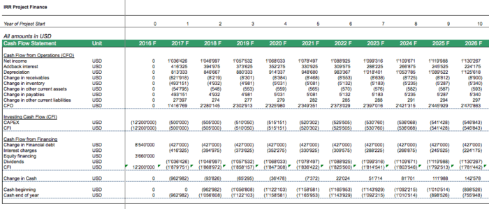 projected cash flow statement