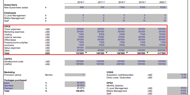 SaaS OPEX Assumptions Overview | eFinancialModels SAAS ASS OPEX