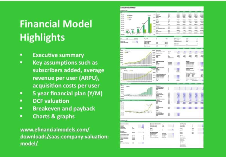 saas financial model highlights dcf model template
