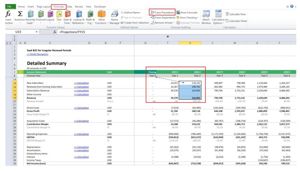 Using Excel's Trace Precedents for Financial Modeling | eFinancialModels 6 - How to Use Trace Precedents in Excel
