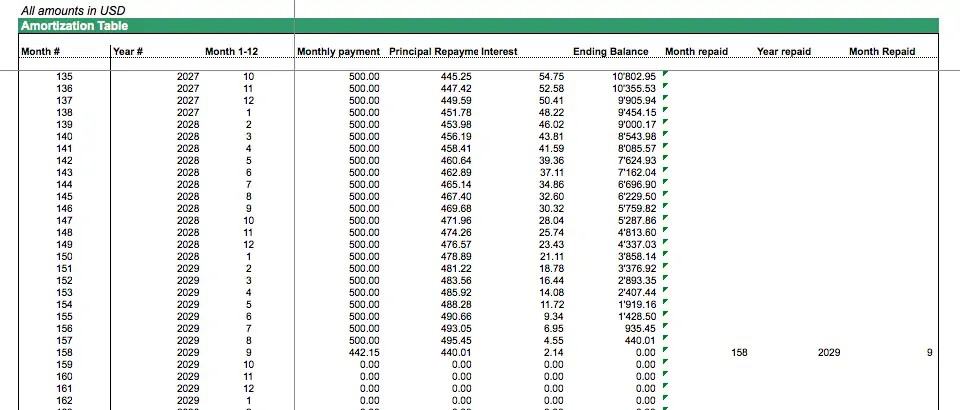 Detailed Debt Amortization Schedule Example | eFinancialModels 6b - Debt Amortization Table