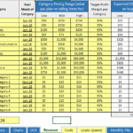 Revenue Settings Overview for Item Categories | eFinancialModels Revenue model template displaying item categories, pricing, and COGS.