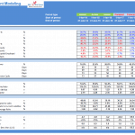 Financial Ratios Summary for Three Statement Modeling | eFinancialModels Three-statement financial modeling summary showing performance and valuation ratios.