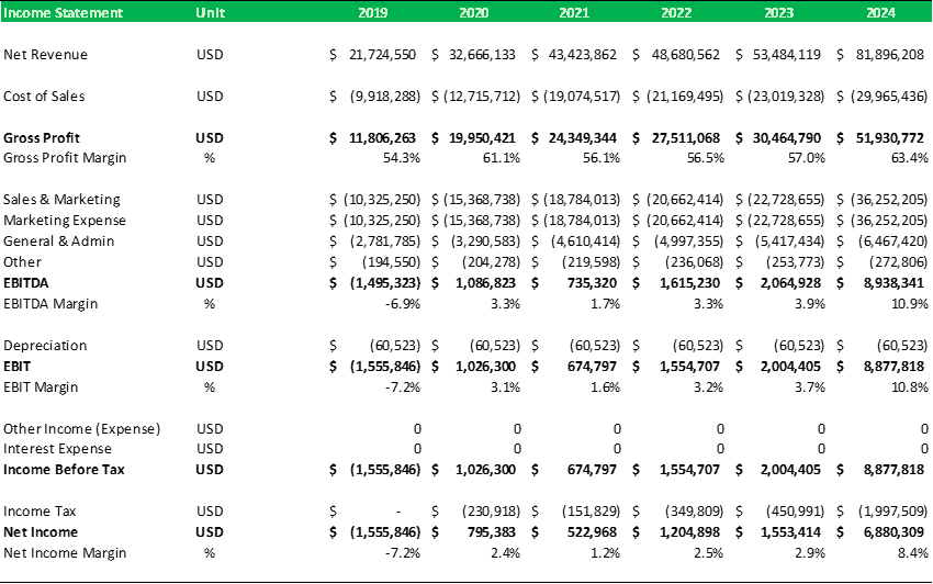 Income Statement Template for Financial Analysis | eFinancialModels Income Statement Example
