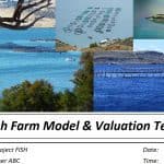 Fish Farm Financial Model Cover Template | eFinancialModels Cover for fish farm financial model showing cages and aquatic environments.