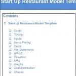 Start Up Restaurant Model Template Overview | eFinancialModels Content outline for a Start Up Restaurant financial model template.