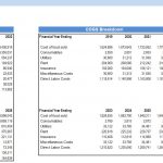 Income Statement Highlights and Financial Ratios 2019-2026 | eFinancialModels Financial dashboard with income statement highlights, cost categories, and performance ratios over several years.