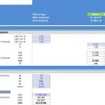 Spreadsheet showing investment and financing assumptions for commercial real estate.
