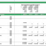 Investor cash flow forecast with metrics for three new investors.