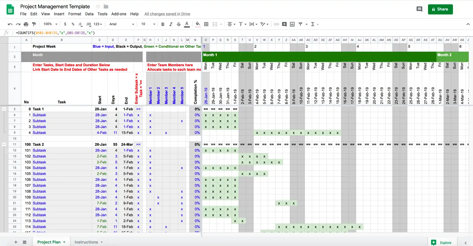 Project Plan Gantt Chart Google Docs