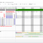 Project management template showing task scheduling and team workload allocation in Google Sheets.