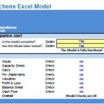 Functional checklist for verifying shared kitchens Excel model completeness