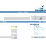 DCF Model Template for Terminal Value Calculation | eFinancialModels A DCF model template highlighting terminal value calculation, equity value, and financial metrics.