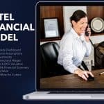 Key features of a hotel financial model template in Excel, including dashboards and valuations.