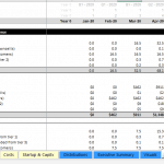 5-Year Monthly Detail of Locations and Revenue | eFinancialModels Spreadsheet showing location counts and monthly recurring revenue analysis.