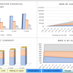 Annual Financial Summary and MRR Analysis Charts | eFinancialModels Charts showing annual business operation summary and MRR analysis by subscription type.