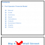 Port Operator Financial Model Overview | eFinancialModels Contents list for the Port Operator Financial Model template sections.