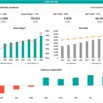 Profitability Dashboard Overview for August | eFinancialModels Financial dashboard showing gross margin and net profit trends for August.