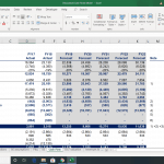 Cash flow statement showing actuals and forecasts from FY17 to FY23, including key financial metrics.