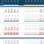 Detailed balance sheet and cash flow statement in an Excel financial model.