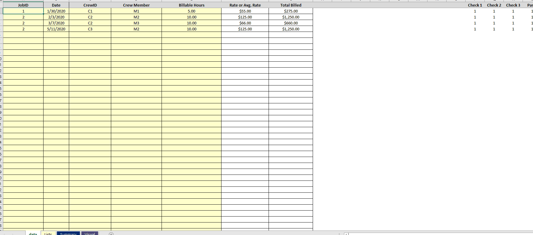 job costing excel template