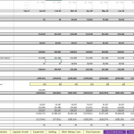 Monthly profit and loss statement with expenses, EBITDA, and debt service analysis.