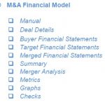 M&A Financial Model Navigation Overview | eFinancialModels Sections of the M&A financial model: Manual, Deal Details, Metrics, and more.