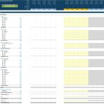 Financial projection template showing actuals for revenues, costs, and profits.