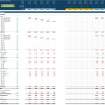 Income statement template displaying projected and actual financial data in USD.