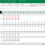 Assumptions matrix detailing traffic, revenue, and expenses over six years.