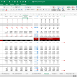 Detailed financial model displaying cash flow and revenue segment projections.