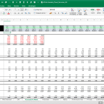 Data-filled assumptions matrix showing user traffic, user base, and revenue projections over six years.