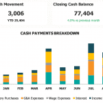 Cash Flow Dashboard: Monthly Payments Overview | eFinancialModels Cash flow dashboard showing monthly cash payments and categories.