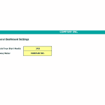 Cash Flow Dashboard Settings Configuration | eFinancialModels Dashboard settings for financial year start month and company name input.