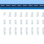 Monthly Financial Ratios Overview | eFinancialModels Table showing monthly solvency, liquidity, and profitability ratios for financial analysis.