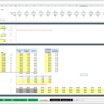 Assumptions table detailing project dates, IRR, and capacity metrics in an Excel model.