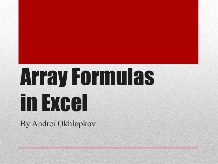 Tutorial about Array Formulas in Excel | eFinancialModels