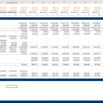 Cash waterfall model showing financial metrics for a solar PV project over several years.