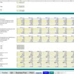 Revenue projections template for yoga studio including memberships and online course scenarios.