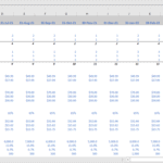 Cash flow forecast in Excel showing retail items, sales, and pricing details.