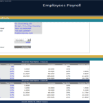 Payroll template showing business info and income tax rate schedule.