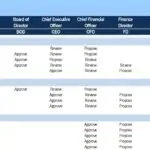 Authority Matrix for Corporate Governance | eFinancialModels Authority matrix detailing roles and approval tasks for executives in a company.