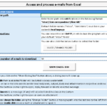 Outlook email retrieval setup in Excel for efficient processing