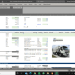 Financial model showing truck assumptions and operational metrics for hydrogen transport.