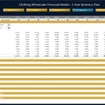 Clothing Wholesaler Sales Data Overview (2021) | eFinancialModels Sales data table for clothing items, showing monthly revenue figures for 2021.