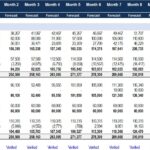 Pro forma balance sheet showing current and non-current assets, liabilities, and equity forecasts.