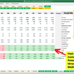 Detailed Excel sheet on social media influence on customer acquisition and ROI analysis.