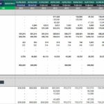 Financial model table displaying debt, interest, and expenses through 2023-2042.