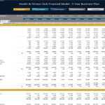 Health & Fitness Club Financial Model - Year 1 Overview | eFinancialModels Year 1 financial statements for a health and fitness club, including income and balance sheet data.