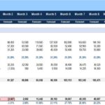 Break-even analysis showing total revenue, costs, and margin metrics over one year.